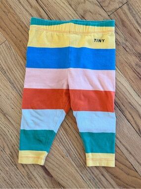 Tiny Multicolor Striped Kids Leggings - Rainbow Stripe